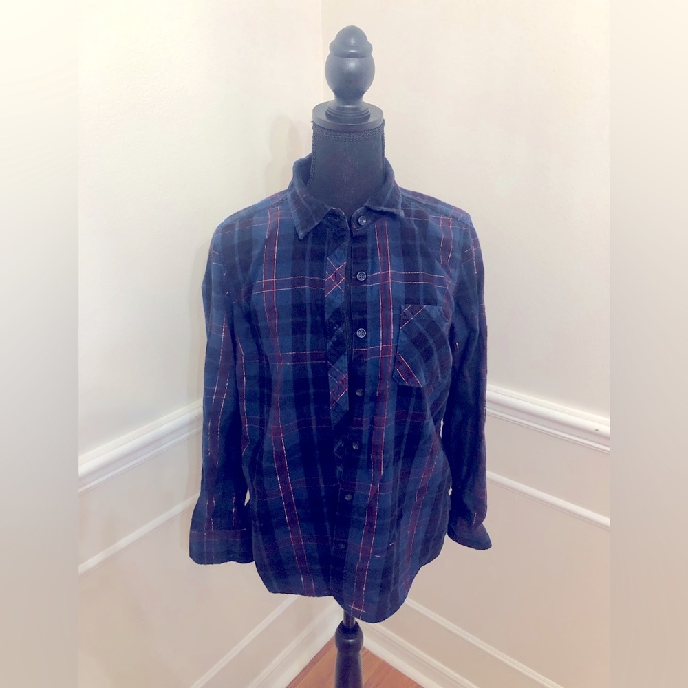Dark Plaid Flannel Shirt